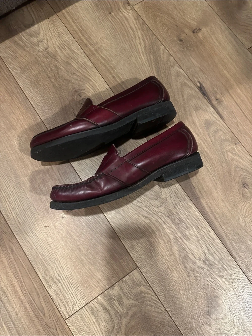 Men's Burgundy Leather Slip-On Loafers